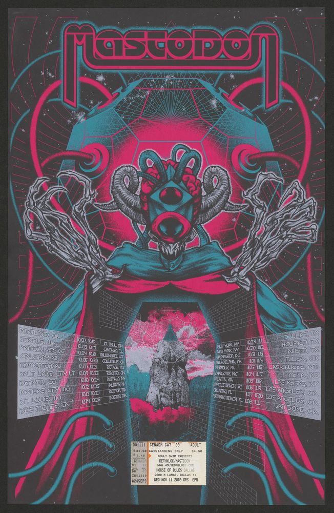 Mastodon, Dethklok, converge, and others at WAMU Theater — October 3, 2009 concert flyer