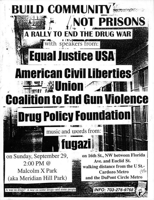 Fugazi at Meridian Hill Park (Malcolm X Park) in Washington, DC — September 29, 1996 concert flyer