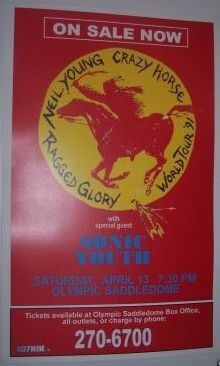 Sonic Youth, Neil Young & Crazy Horse at Scotiabank Saddledome — April 13, 1991 concert flyer