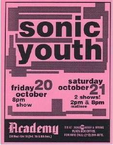 Sonic Youth, Dirty Three, Helium at Academy in New York (NYC), NY — October 21, 1995 concert flyer