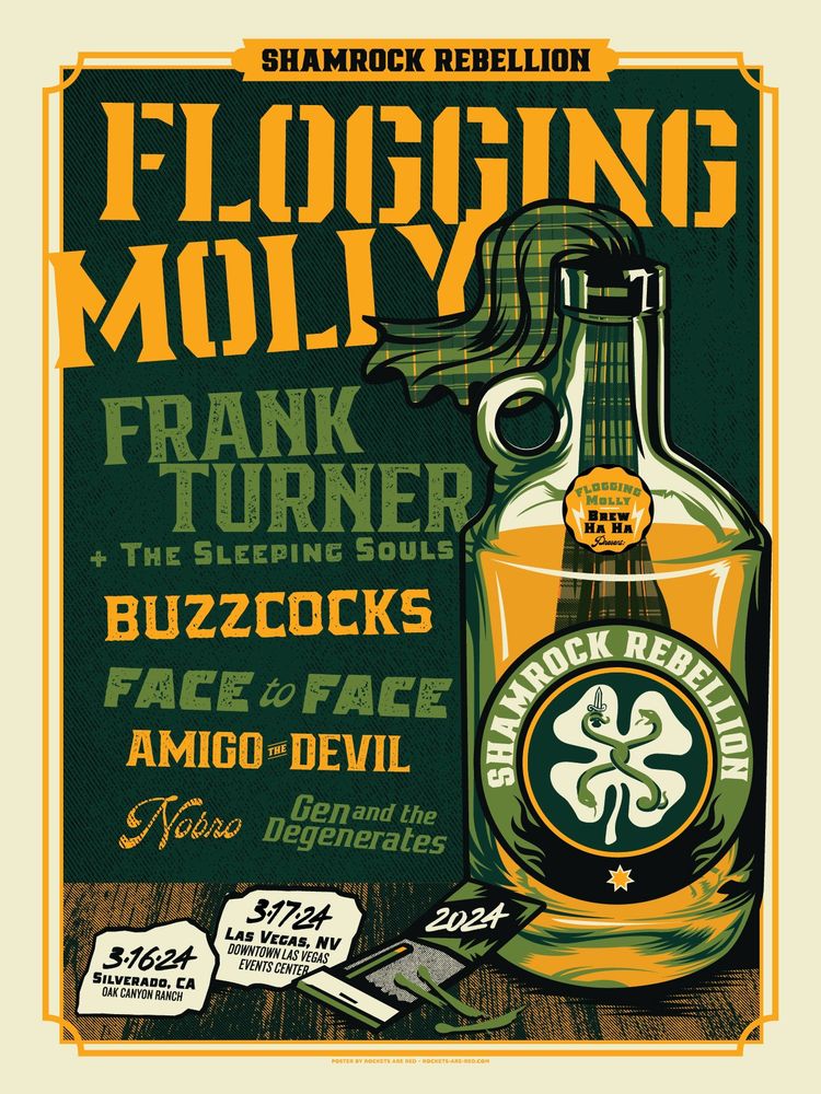 Frank Turner, Flogging Molly, The Buzzcocks, and others at Oak Canyon Ranch in Silverado, CA — March 16, 2024 concert flyer