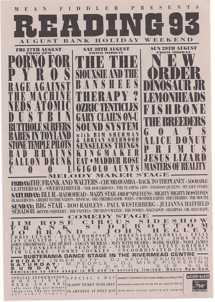 Leatherface, Chumbawamba, The Doughboys at Little John's Farm in Reading, England — August 27, 1993 concert flyer Leatherface, Chumbawamba, The Doughboys at Little John's Farm in Reading, England — August 27, 1993 concert flyer