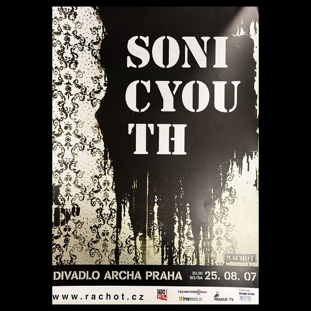 Sonic Youth, Carsick Cars at Archa Theatre / Divadlo Archa in Prague, Czechia — August 25, 2007 concert flyer