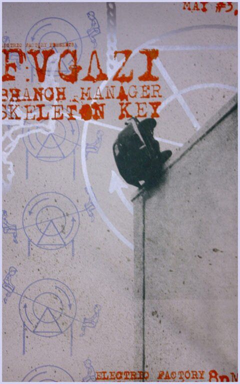 Fugazi, Branch Manager, Skeleton Key at Franklin Music Hall in Philadelphia, PA — May 3, 1997 concert flyer