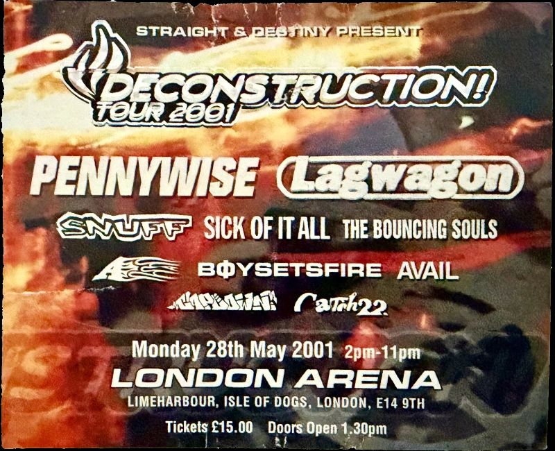 Avail in London, England — May 28, 2001 concert flyer