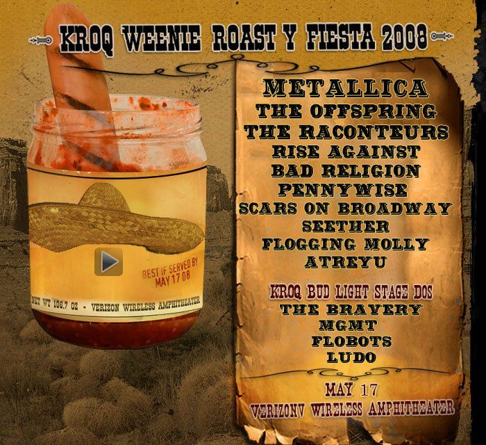 Bad Religion, Metallica, The Offspring, and others at Irvine Meadows Amphitheatre in Irvine, CA — May 17, 2008 concert flyer Bad Religion, Metallica, The Offspring, and others at Irvine Meadows Amphitheatre in Irvine, CA — May 17, 2008 concert flyer