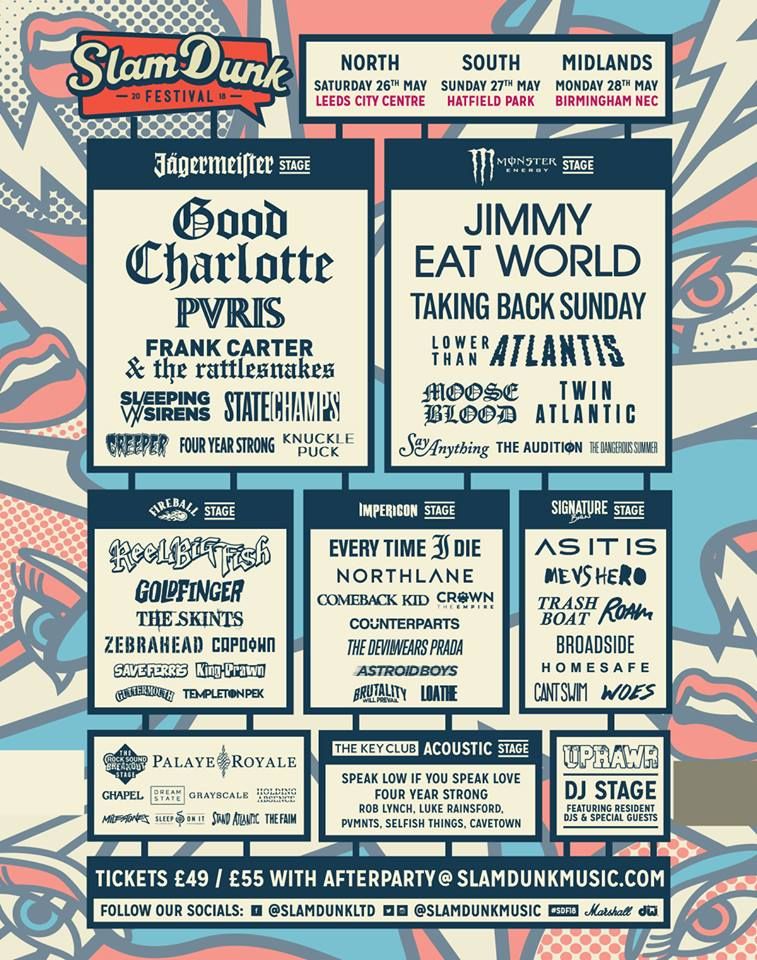 Reel Big Fish, Every Time I Die, The Devil Wears Prada, and others in Leeds, England — May 26, 2018 concert flyer