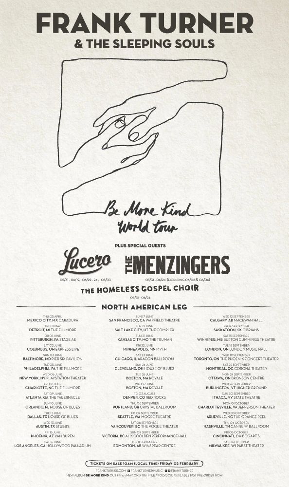 Frank Turner, The Sleeping Souls, Lucero, and others at Tabernacle — June 9, 2018 concert flyer