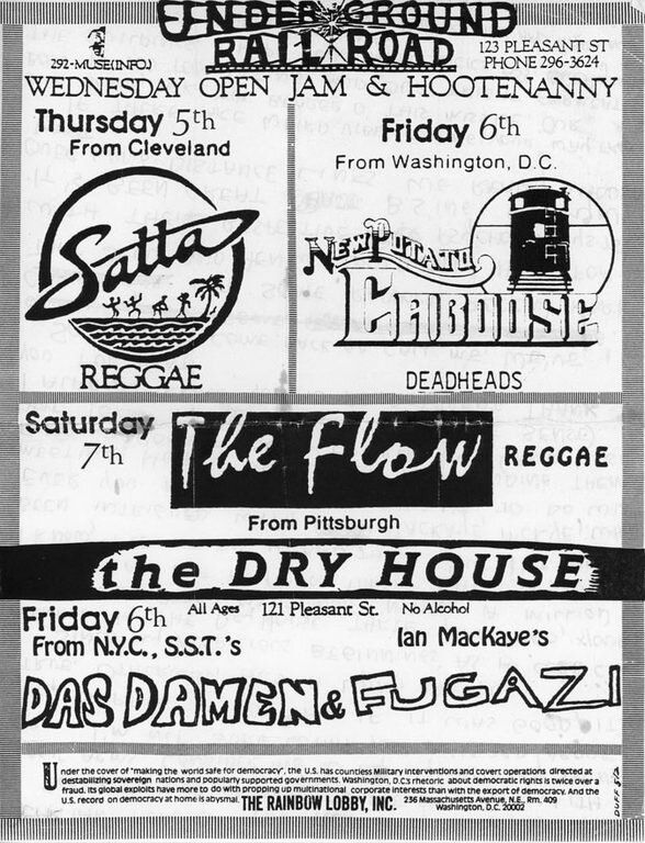 Fugazi at Dry House in Morgantown, WV — May 6, 1988 concert flyer