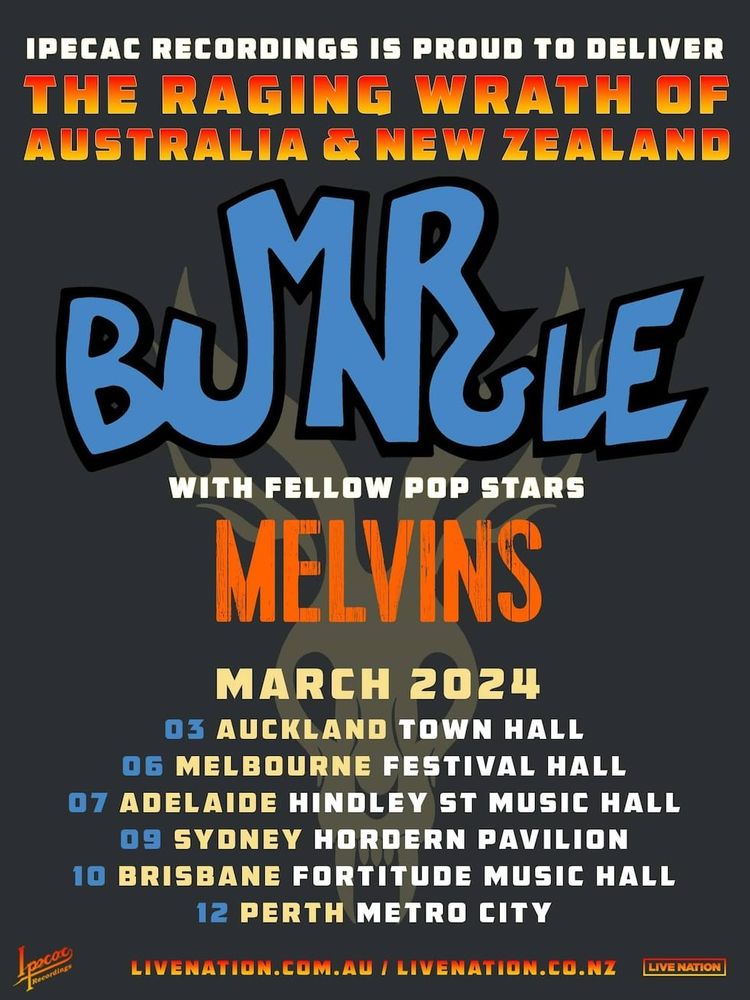 The Melvins, Mr. Bungle at Fortitude Music Hall in Brisbane, Australia — March 10, 2024 concert flyer