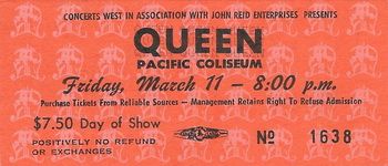 Thin Lizzy, Queen at Pacific Coliseum — March 11, 1977 concert flyer