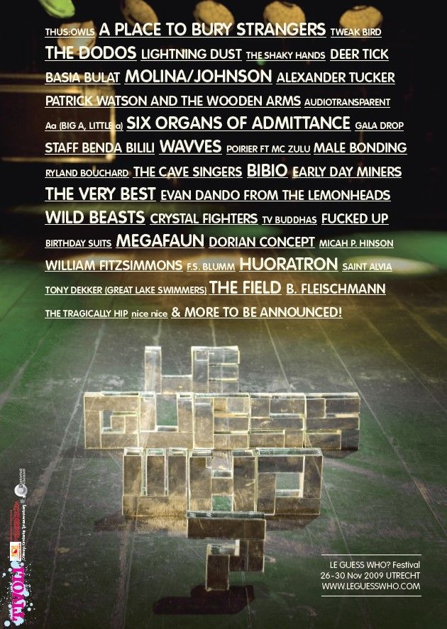 Fucked Up, The Field, The Tragically Hip, and others at Tivoli Oudegracht in Utrecht, Netherlands — November 26, 2009 concert flyer Fucked Up, The Field, The Tragically Hip, and others at Tivoli Oudegracht in Utrecht, Netherlands — November 26, 2009 concert flyer