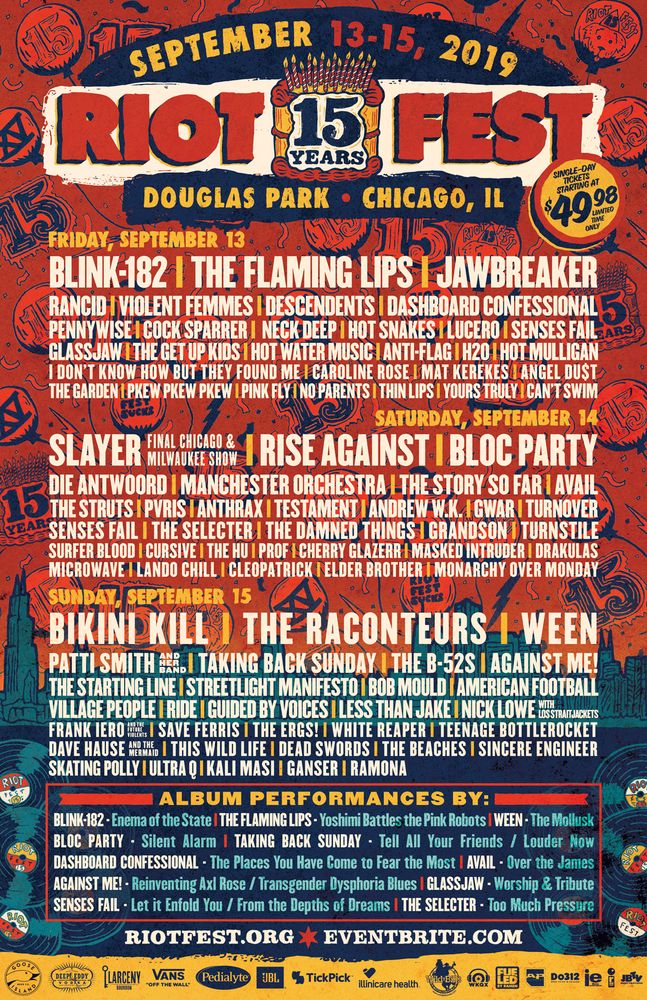 Guided By Voices, Dashboard Confessional, Teenage Bottlerocket, and others at Douglas Park in Chicago, IL — September 13, 2019 concert flyer