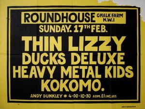 Thin Lizzy at Roundhouse in Camden, England — February 17, 1974 concert flyer Thin Lizzy at Roundhouse in Camden, England — February 17, 1974 concert flyer