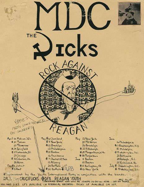MDC, The Dicks, The Crucifucks (Lansing punk band; Doc Corbin Dart and Wisconsin), and others at Boston Common in Boston, MA — May 15, 1983 concert flyer