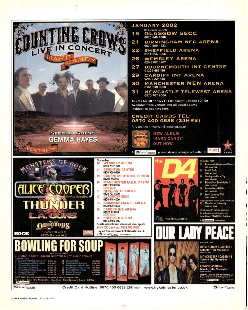 Simple Plan, Bowling for Soup, Capdown, and others at Barrowlands in Glasgow, Scotland — February 15, 2003 concert flyer Simple Plan, Bowling for Soup, Capdown, and others at Barrowlands in Glasgow, Scotland — February 15, 2003 concert flyer