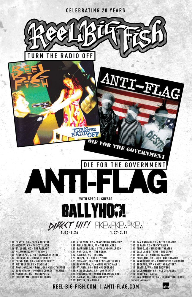 Reel Big Fish, Anti-Flag, Ballyhoo!, and others at Starland Ballroom in Sayreville, NJ — January 20, 2017 concert flyer