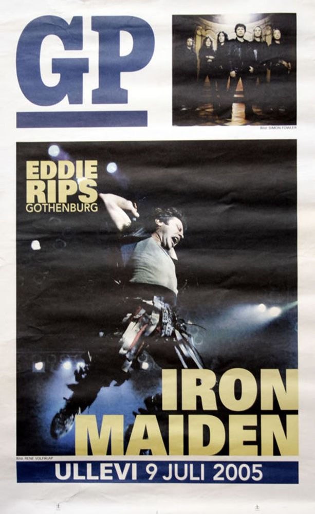 Mastodon, Iron Maiden (cover band), In Flames at Ullevi in Gothenburg, Sweden — July 9, 2005 concert flyer