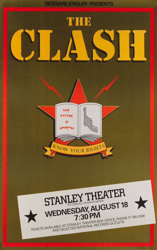 The Clash at Stanley Theatre in Pittsburgh, PA — August 18, 1982 concert flyer