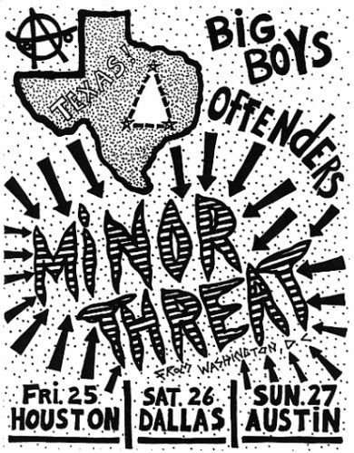 Minor Threat, Big Boys, Secret Weapon, and others at V.F.W. Hall in Dallas, TX — March 26, 1983 concert flyer
