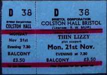 Thin Lizzy at Colston Hall — November 21, 1977 concert flyer