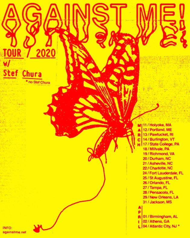Against Me! at Atlantic City Convention Center in Atlantic City, NJ — April 4, 2020 concert flyer