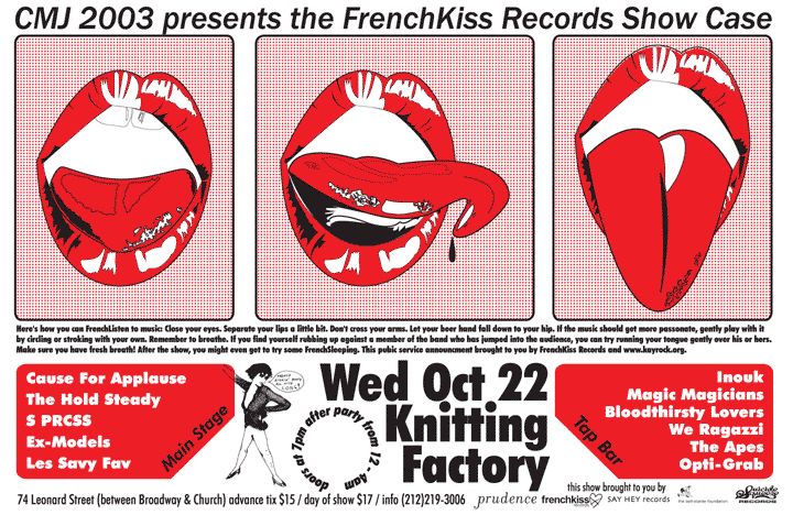 The Hold Steady, The Apes, Les Savy Fav, and others at Knitting Factory in New York, NY — October 22, 2003 concert flyer The Hold Steady, The Apes, Les Savy Fav, and others at Knitting Factory in New York, NY — October 22, 2003 concert flyer