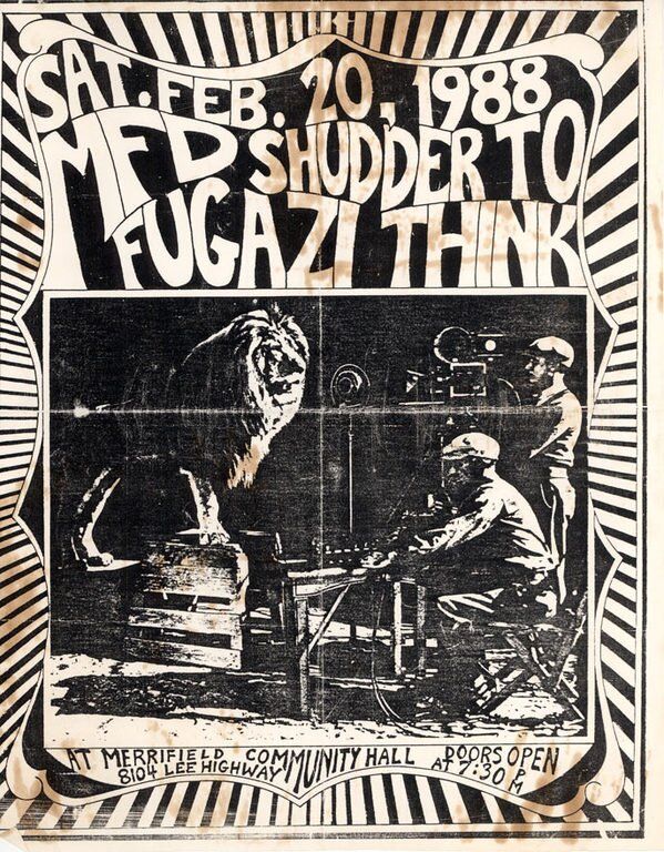 Fugazi at Merrifield Community Center in Merrifield, VA — February 20, 1988 concert flyer