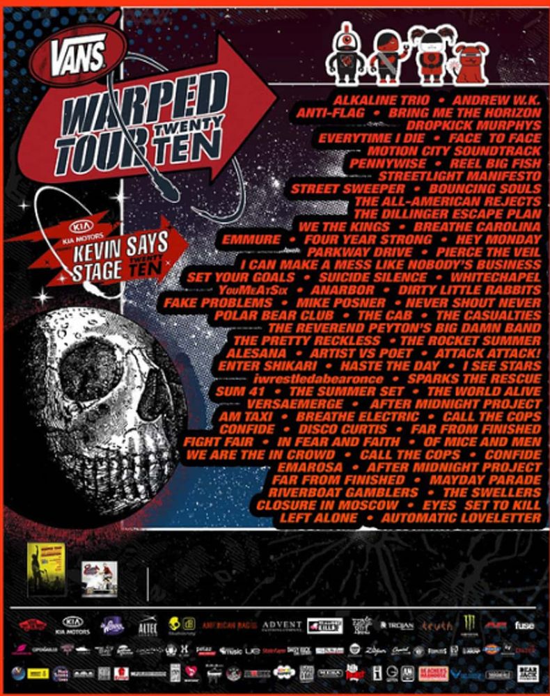 The All-American Rejects, Motion City Soundtrack, Andrew WK, and others at Comcast Center — July 13, 2010 concert flyer