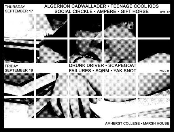 Algernon Cadwallader, Ampere, Teenage Cool Kids at Amherst College — September 17, 2009 concert flyer
