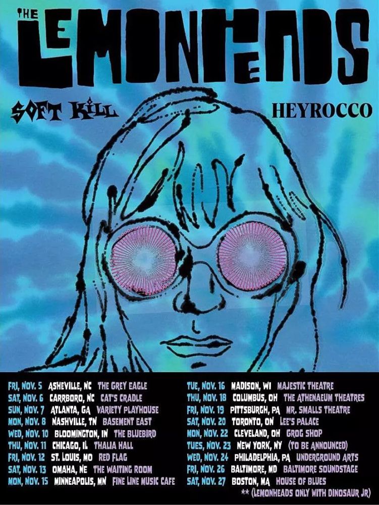 The Lemonheads, Soft Kill, Heyrocco at Mr Small's in Millvale, PA — November 19, 2021 concert flyer