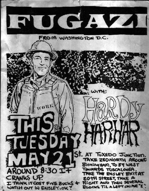 Fugazi at Tuxedo Junction in Birmingham, AL — May 21, 1991 concert flyer
