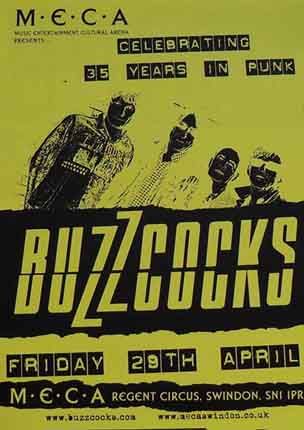 The Buzzcocks, The Computers, Charred Hearts at MECA Swindon in Swindon, England — April 29, 2011 concert flyer