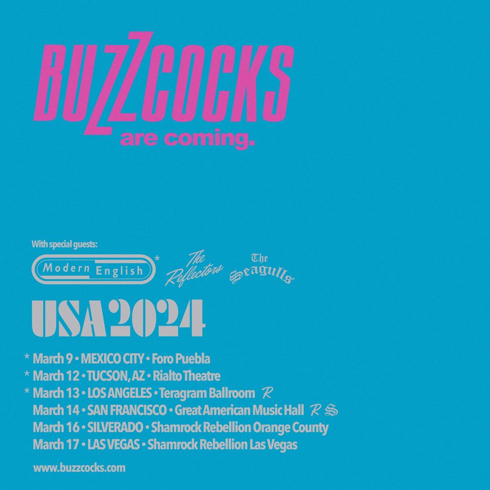 The Buzzcocks, Modern English at Foro Puebla in Mexico City, Mexico — March 9, 2024 concert flyer