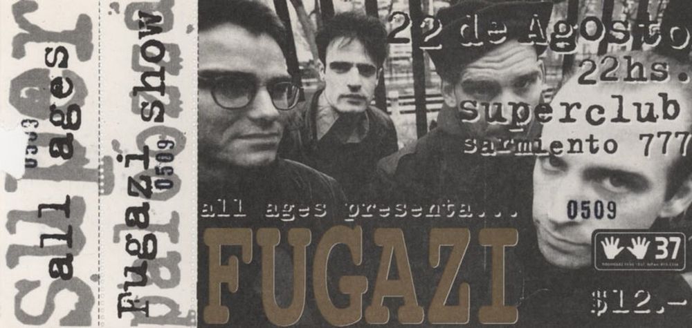 Fugazi at Superclub in Buenos Aires, Argentina — August 22, 1997 concert flyer