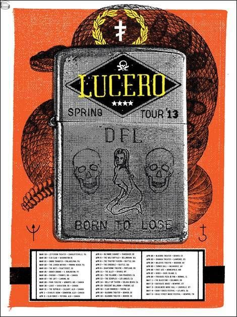 Lucero at Higher Ground in South Burlington, VT — March 25, 2013 concert flyer