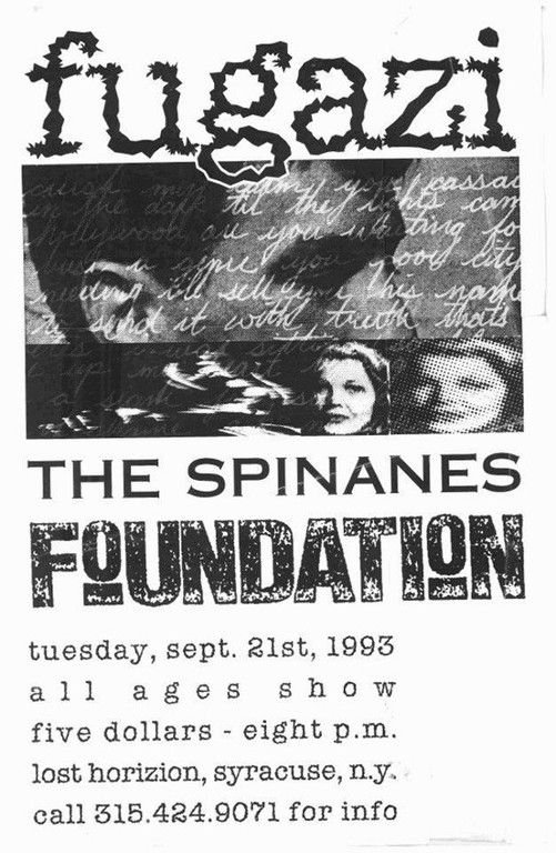 Fugazi at Lost Horizon in Syracuse, NY — September 21, 1993 concert flyer
