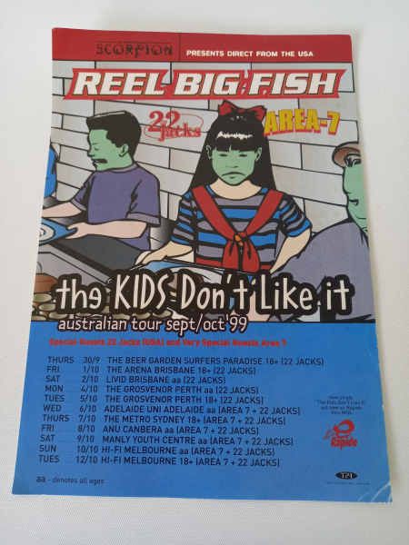 Reel Big Fish at Grosvenor Backroom in Perth, Australia — October 4, 1999 concert flyer