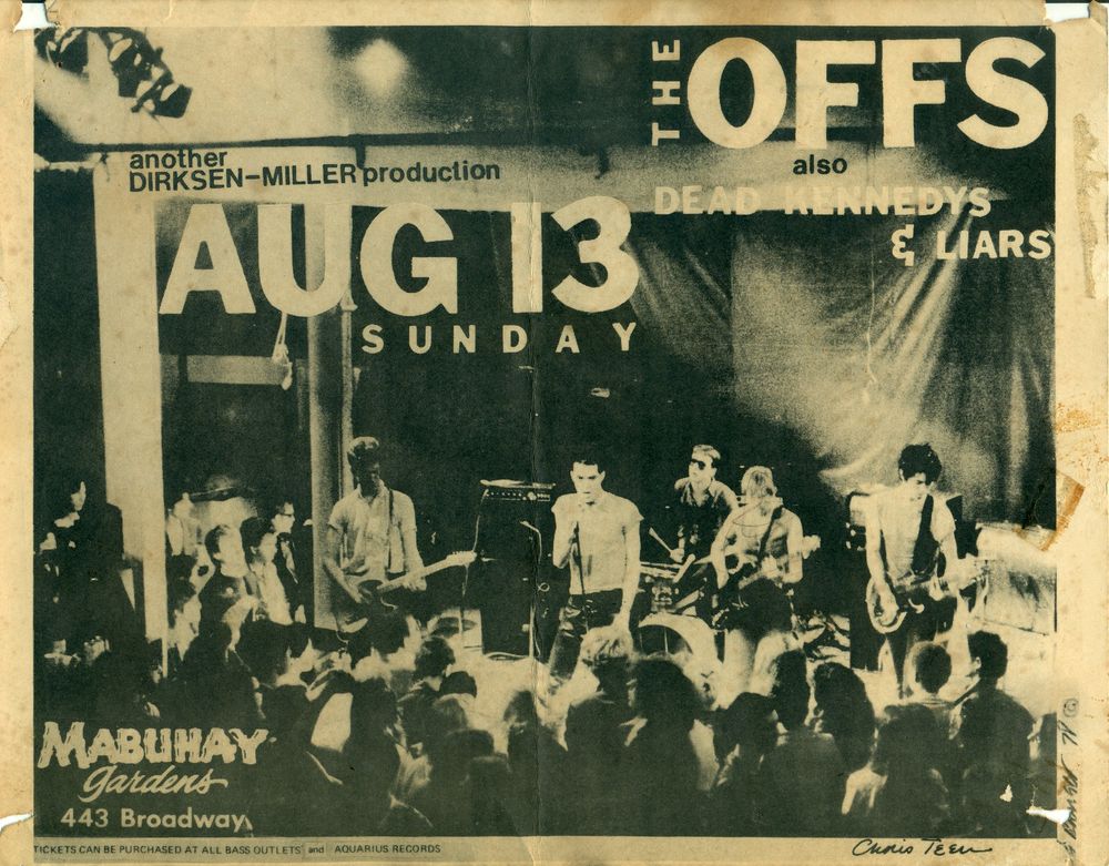 Offs, The Avengers, Dead Kennedys, and others at Mabuhay Gardens — August 13, 1978 concert flyer