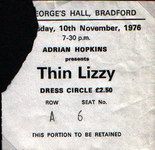 Thin Lizzy at St. George's Hall — November 10, 1976 concert flyer