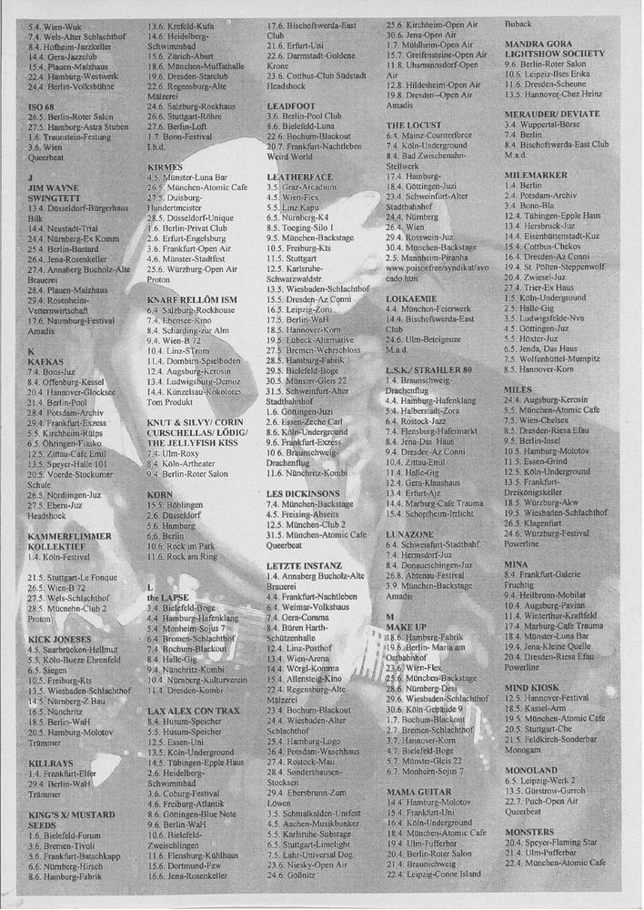 Leatherface, Bubonix, Camber, and others at Stattbahnhof Schweinfurt — May 31, 2000 concert flyer