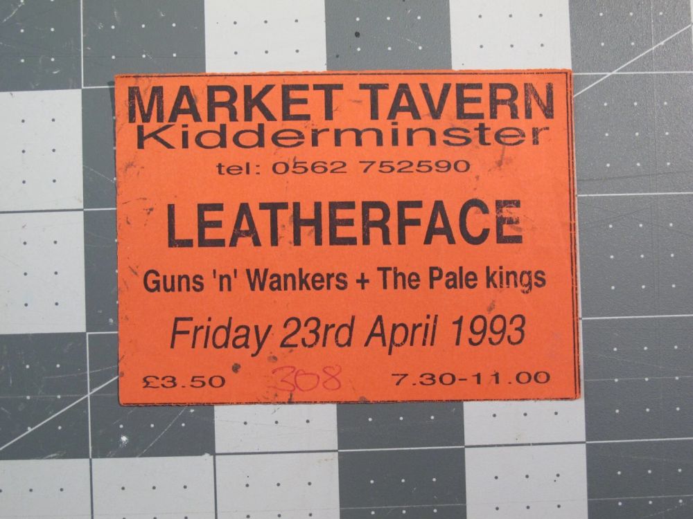 Leatherface, Guns N' Wankers, The Pale Kings at Market Tavern in Kidderminster — April 23, 1993 concert flyer