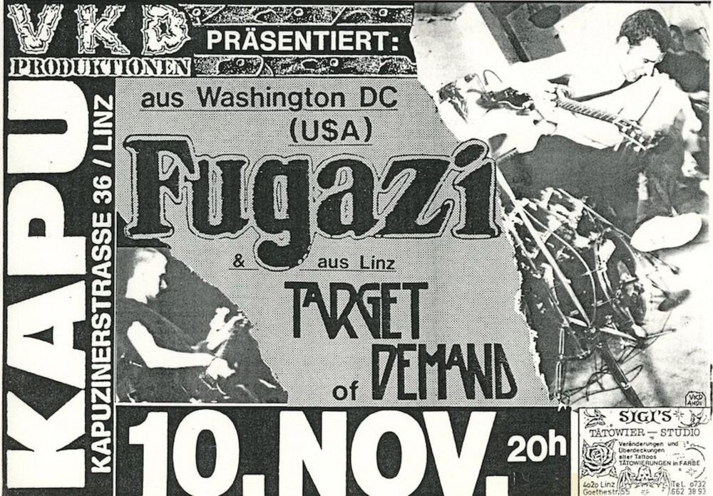 Fugazi at Kapu in Linz, Austria — November 10, 1988 concert flyer