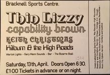 Thin Lizzy at Bracknell Sports Centre in Bracknell, United Kingdom — April 13, 1974 concert flyer Thin Lizzy at Bracknell Sports Centre in Bracknell, United Kingdom — April 13, 1974 concert flyer