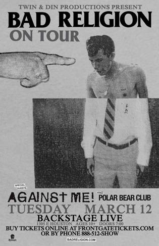 Bad Religion, Against Me!, Polar Bear Club at Backstage Live — March 12, 2013 concert flyer