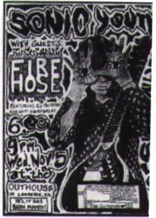 Sonic Youth, Firehose at Outhouse in Lawrence, KS — November 5, 1986 concert flyer