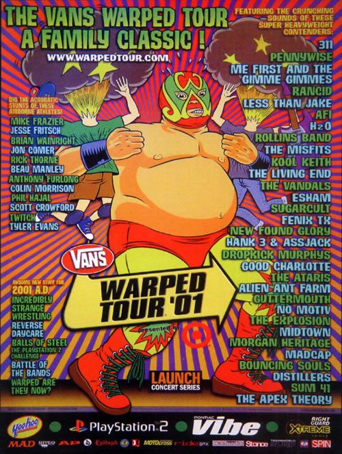 Less Than Jake, The Bouncing Souls, THE ATARIS, and others at Peoria Sports Complex in Peoria, AZ — June 22, 2001 concert flyer