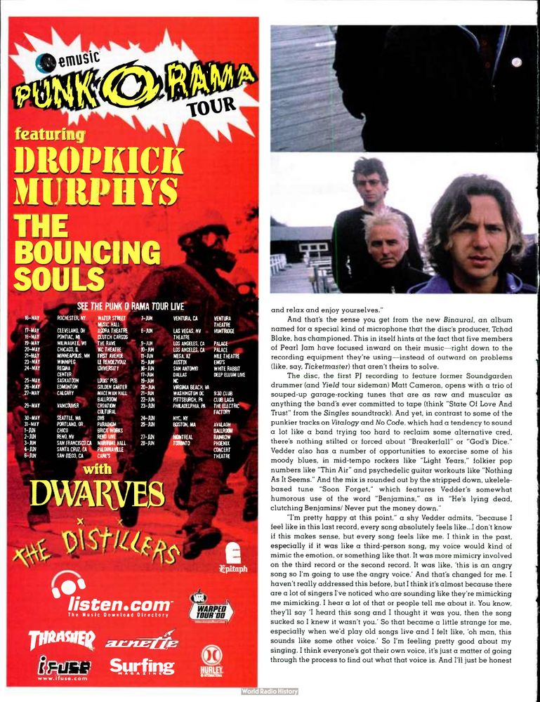 Dwarves, The Distillers at White Rabbit — June 16, 2000 concert flyer