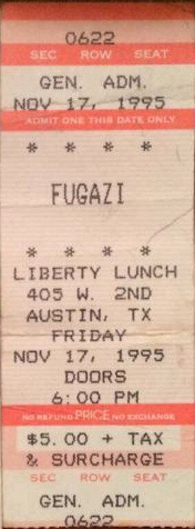 Fugazi, Blonde Redhead, Branch Manager, and others at Liberty Lunch — November 17, 1995 concert flyer
