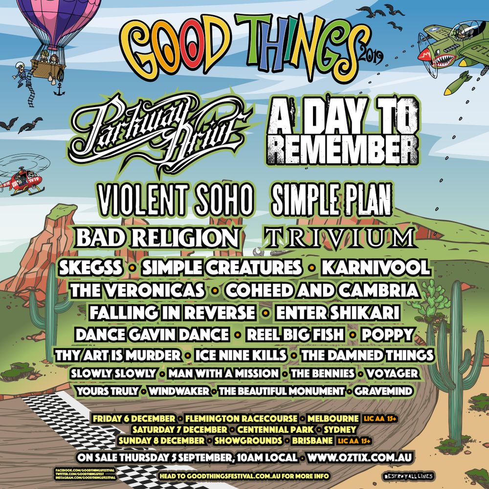 Reel Big Fish, Coheed and Cambria, Simple Plan in Melbourne, Australia — December 6, 2019 concert flyer Reel Big Fish, Coheed and Cambria, Simple Plan in Melbourne, Australia — December 6, 2019 concert flyer